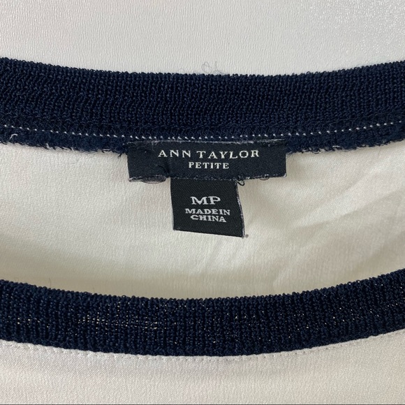 Ann Taylor White and Black Blouse Size Medium Petite - Picture 4 of 6